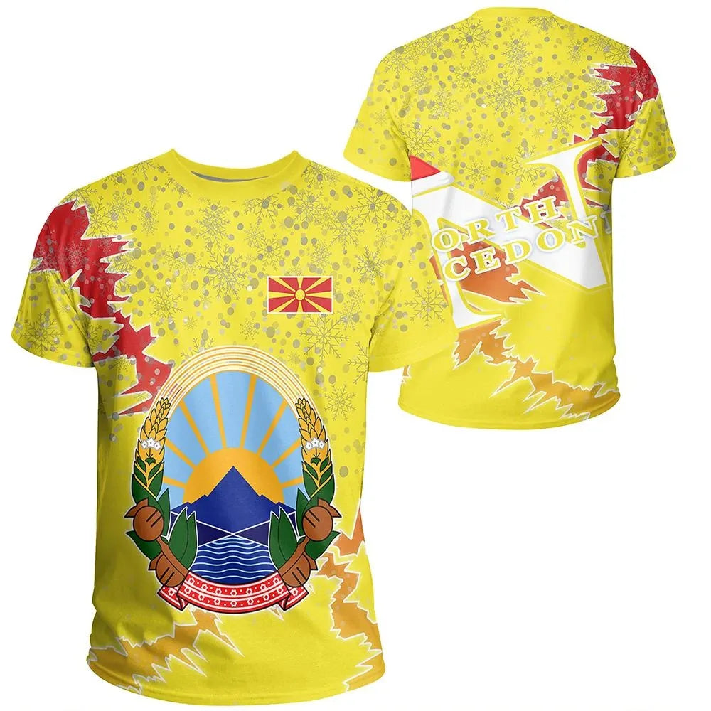 North Macedonia Christmas Coat Of Arms T Shirt X Style RLT7 - Wonder Print Shop