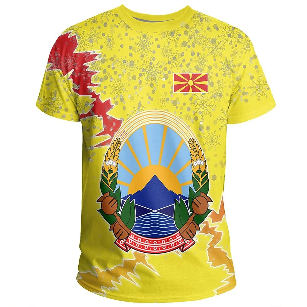North Macedonia Christmas Coat Of Arms T Shirt X Style RLT7 - Wonder Print Shop