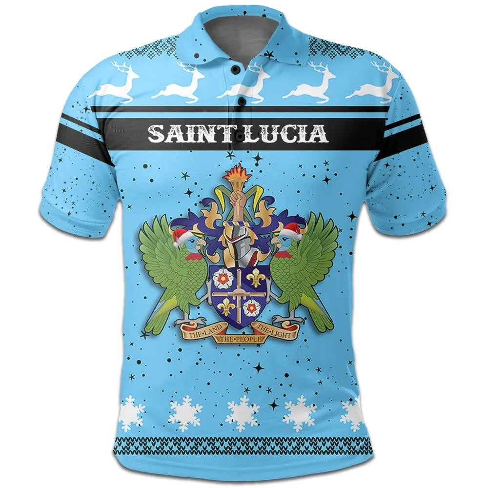 Christmas Saint Lucia Polo Shirt Coat Of Arms RLT6 - Wonder Print Shop