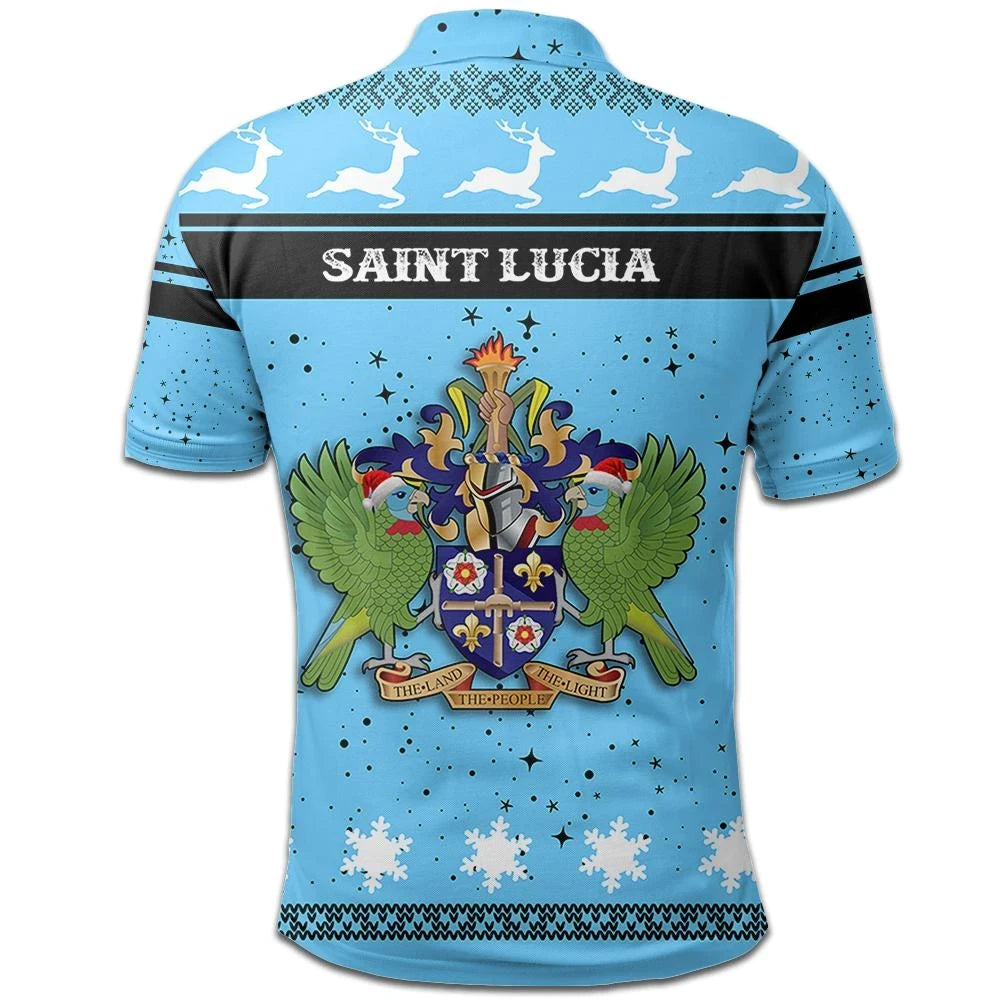 Christmas Saint Lucia Polo Shirt Coat Of Arms RLT6 - Wonder Print Shop