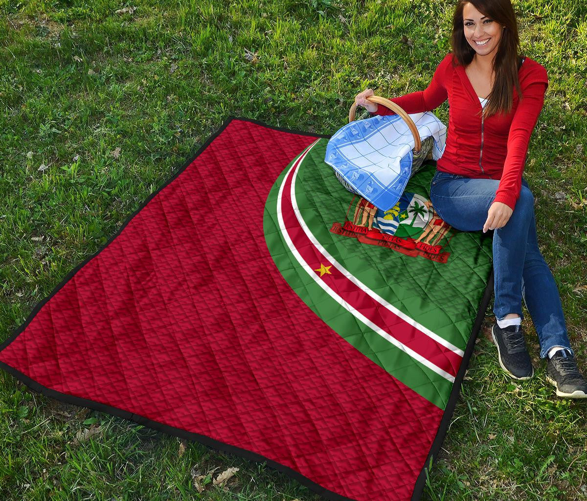 Suriname Premium Quilt Suriname Coat Of Arms and Flag Color RLT7 - Wonder Print Shop