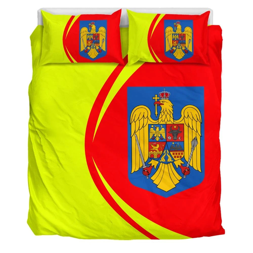 Romania Flag Coat Of Arms Bedding Set Circle RLT13 - Wonder Print Shop