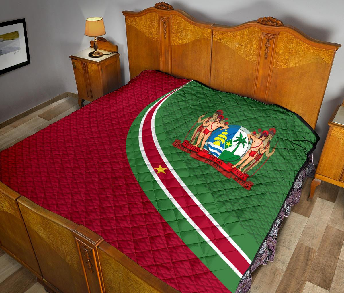 Suriname Premium Quilt Suriname Coat Of Arms and Flag Color RLT7 - Wonder Print Shop