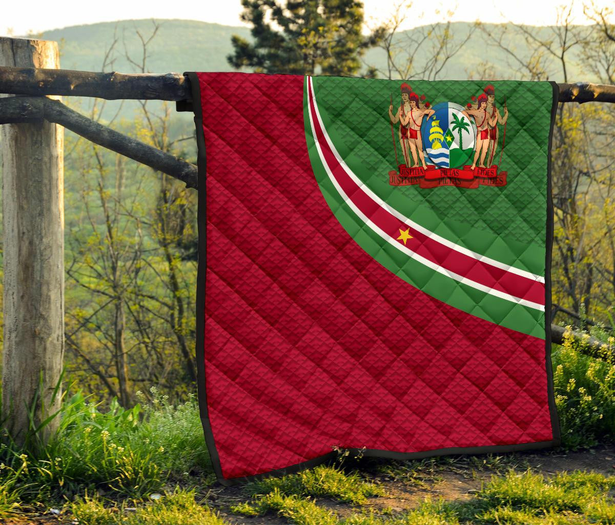 Suriname Premium Quilt Suriname Coat Of Arms and Flag Color RLT7 - Wonder Print Shop