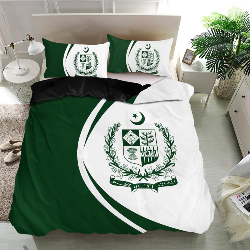 Pakistan Flag Coat Of Arms Bedding Set Circle RLT13 - Wonder Print Shop