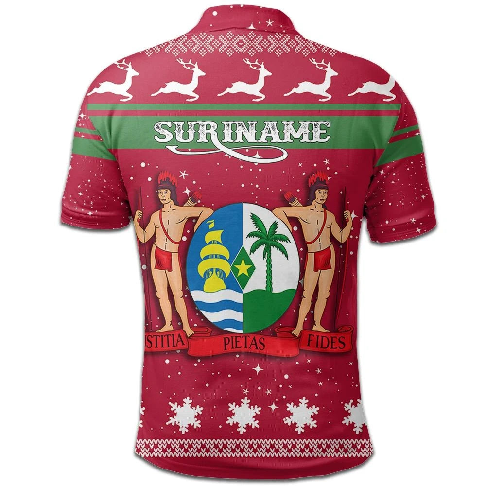Christmas Suriname Polo Shirt Coat Of Arms RLT7 - Wonder Print Shop