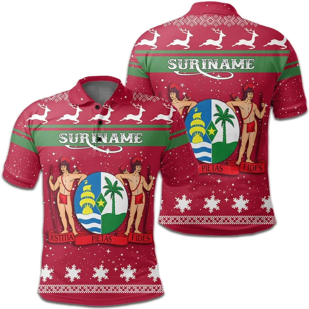 Christmas Suriname Polo Shirt Coat Of Arms RLT7 - Wonder Print Shop