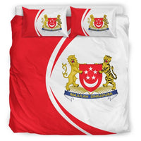 Singapore Flag Coat Of Arms Bedding Set Circle RLT13 - Wonder Print Shop