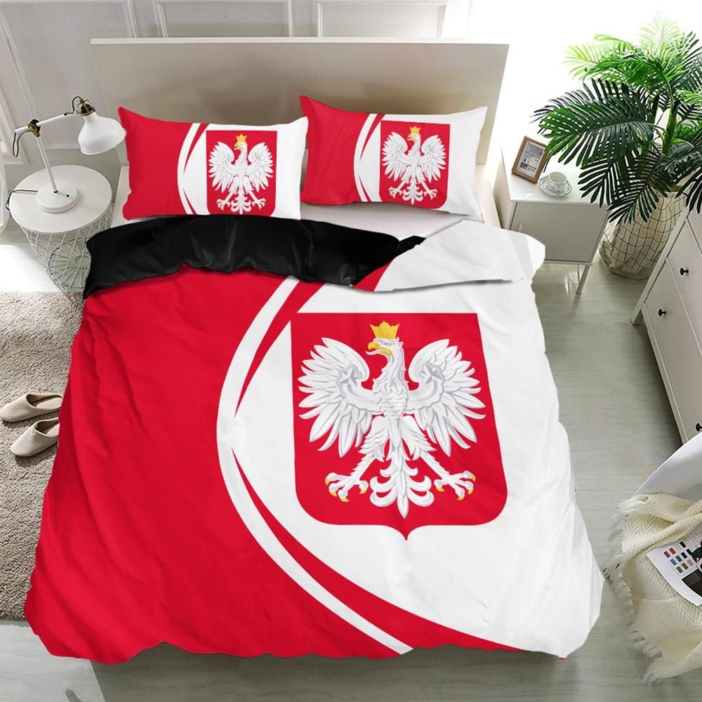 Poland Flag Coat Of Arms Bedding Set Circle RLT7 - Wonder Print Shop