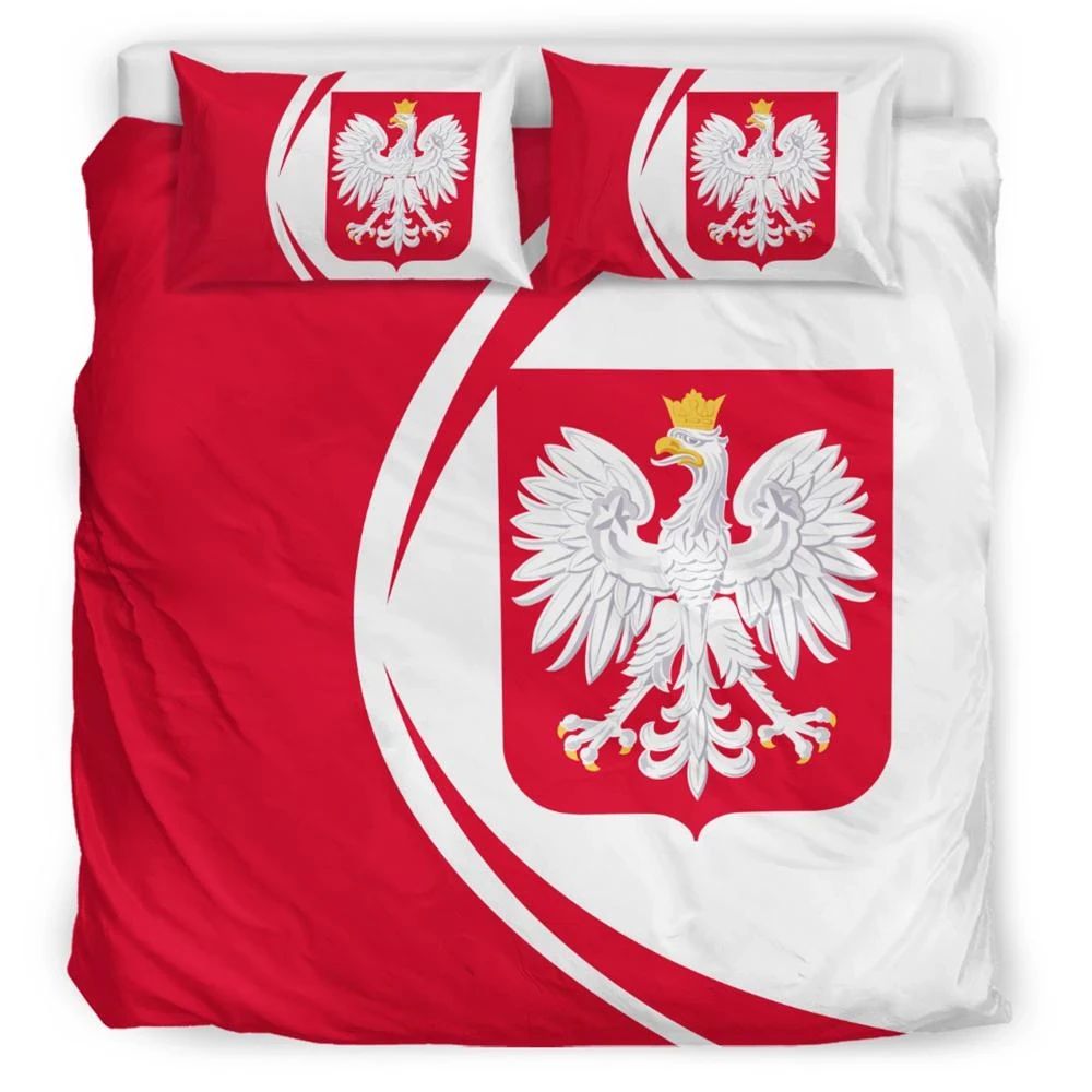 Poland Flag Coat Of Arms Bedding Set Circle RLT7 - Wonder Print Shop