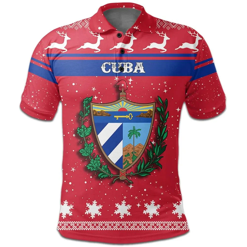 Christmas Cuba Polo Shirt Coat Of Arms RLT13 - Wonder Print Shop