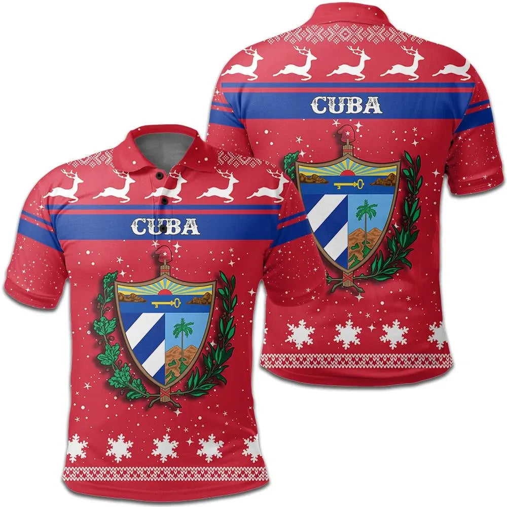 Christmas Cuba Polo Shirt Coat Of Arms RLT13 - Wonder Print Shop