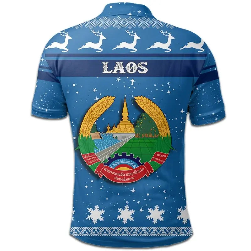 Christmas Laos Polo Shirt Coat Of Arms RLT8 - Wonder Print Shop