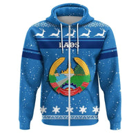Christmas Laos Coat Of Arms Zip Hoodie RLT8 - Wonder Print Shop