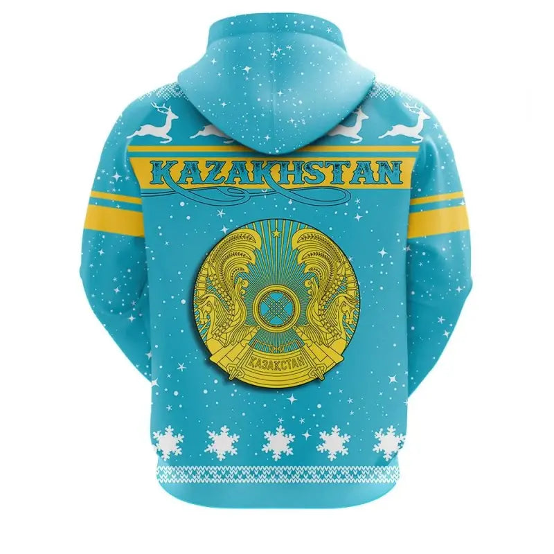 Christmas Kazakhstan Coat Of Arms Zip Hoodie RLT8 - Wonder Print Shop