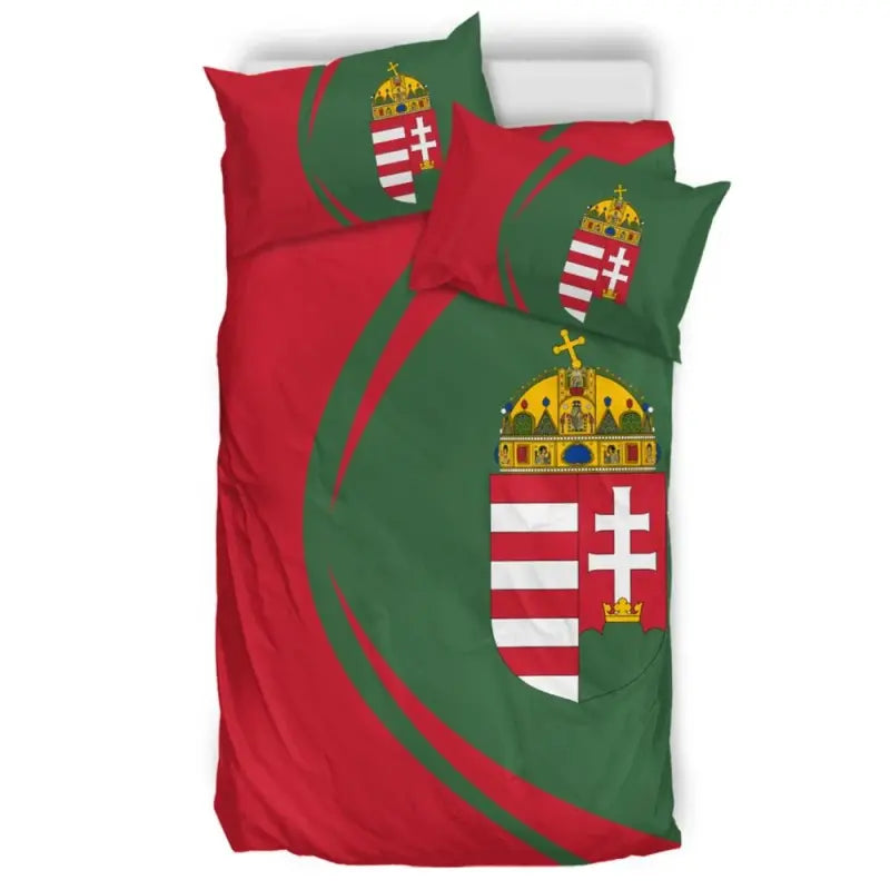 Hungary Flag Coat Of Arms Bedding Set Circle RLT8 - Wonder Print Shop