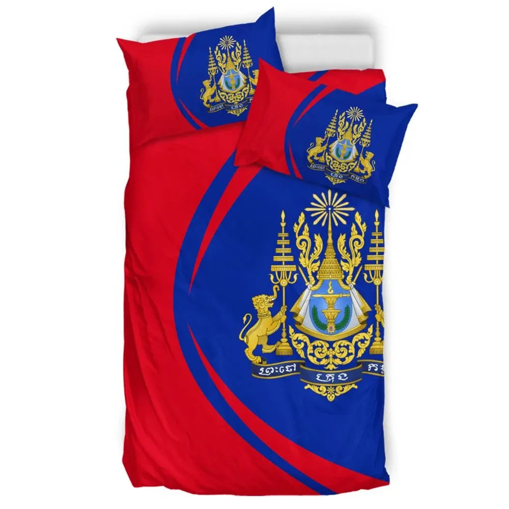 Cambodia Flag Coat Of Arms Bedding Set Circle RLT7 - Wonder Print Shop