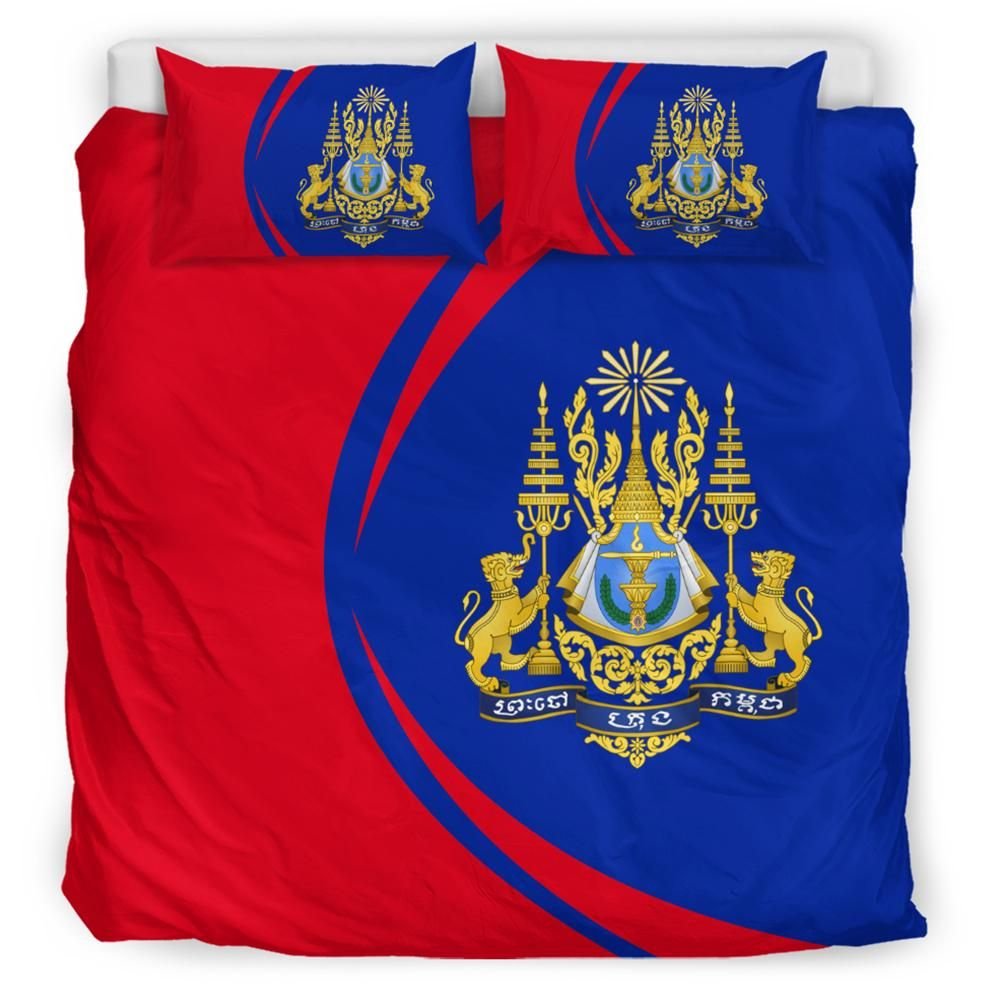 Cambodia Flag Coat Of Arms Bedding Set Circle RLT7 - Wonder Print Shop