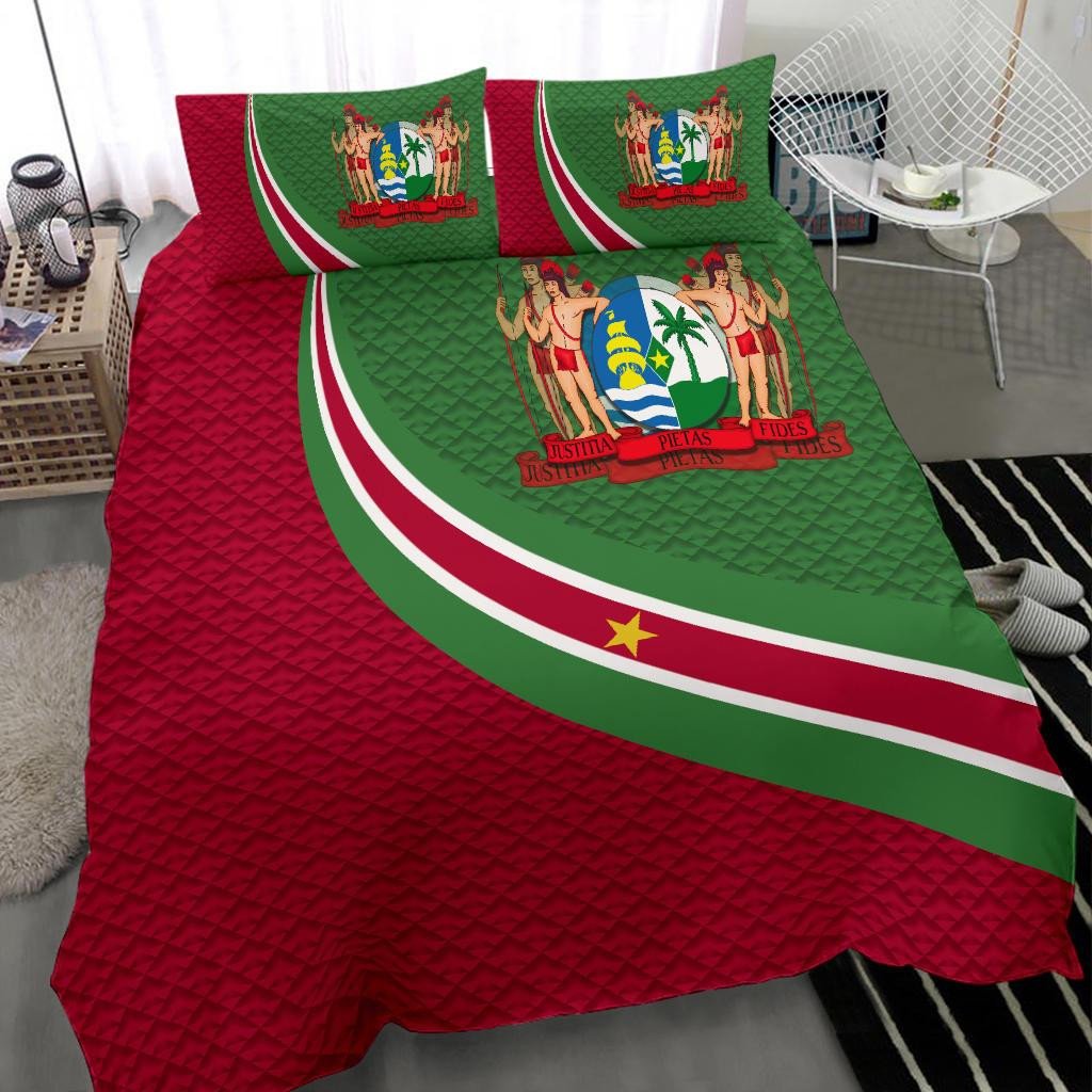 Suriname Bedding Set Suriname Coat Of Arms and Flag Color RLT7 - Wonder Print Shop