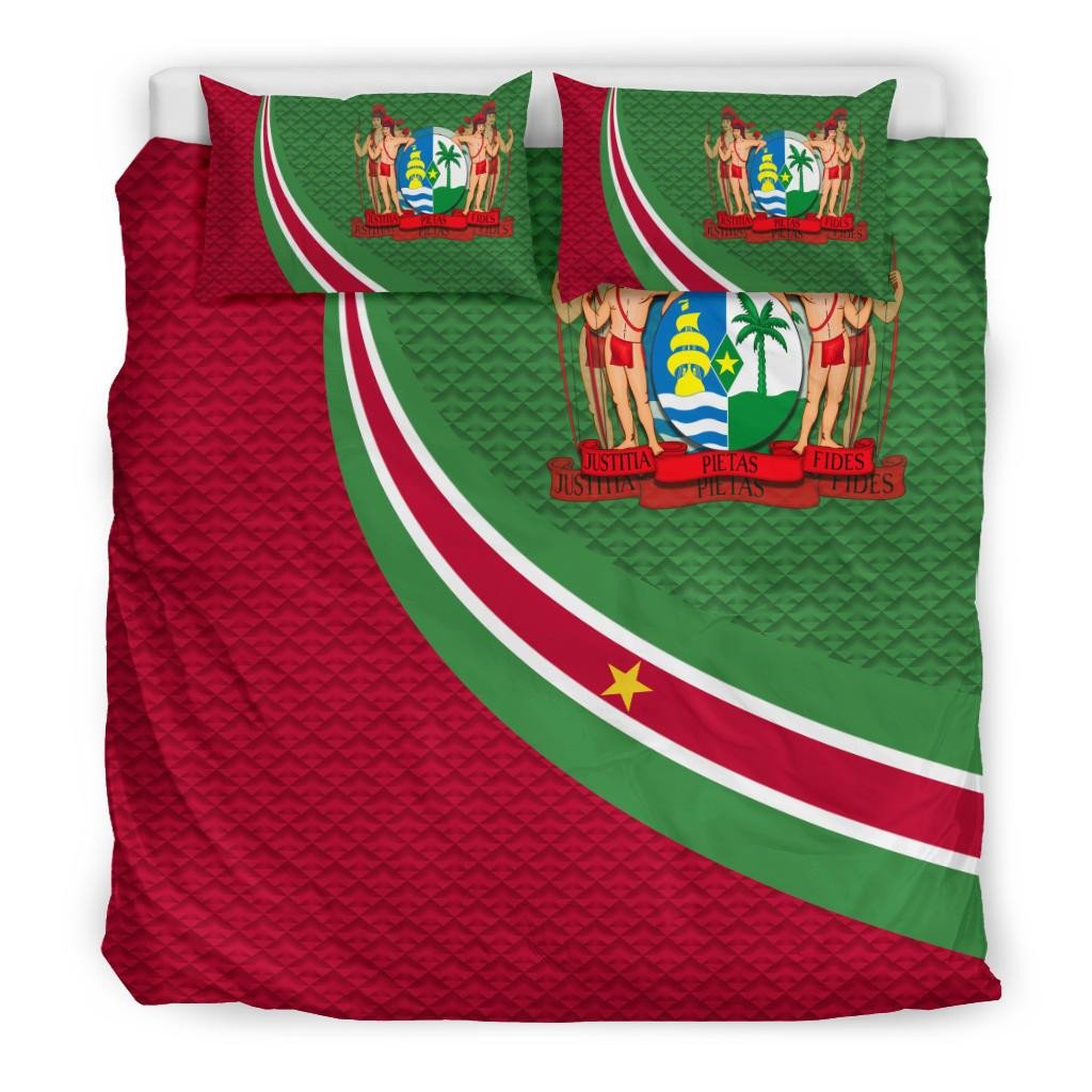 Suriname Bedding Set Suriname Coat Of Arms and Flag Color RLT7 - Wonder Print Shop