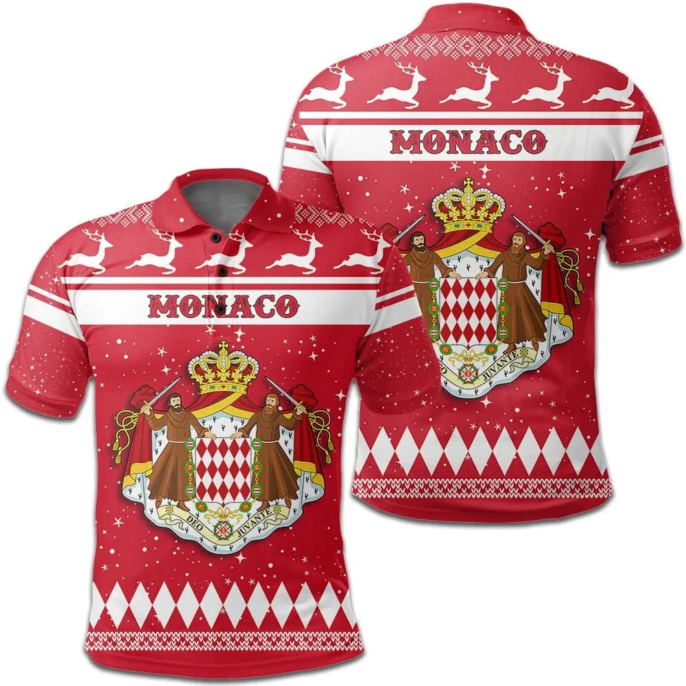 Christmas Monaco Polo Shirt Coat Of Arms RLT6 - Wonder Print Shop