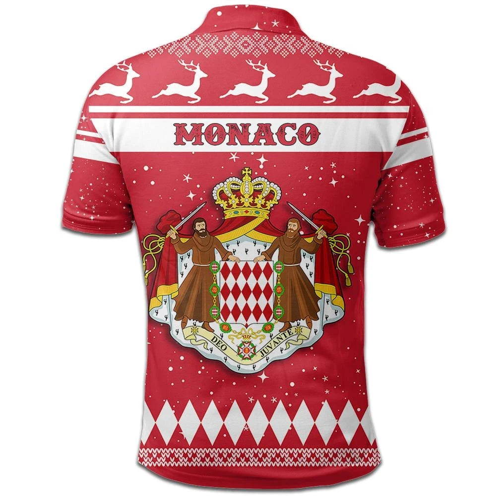 Christmas Monaco Polo Shirt Coat Of Arms RLT6 - Wonder Print Shop