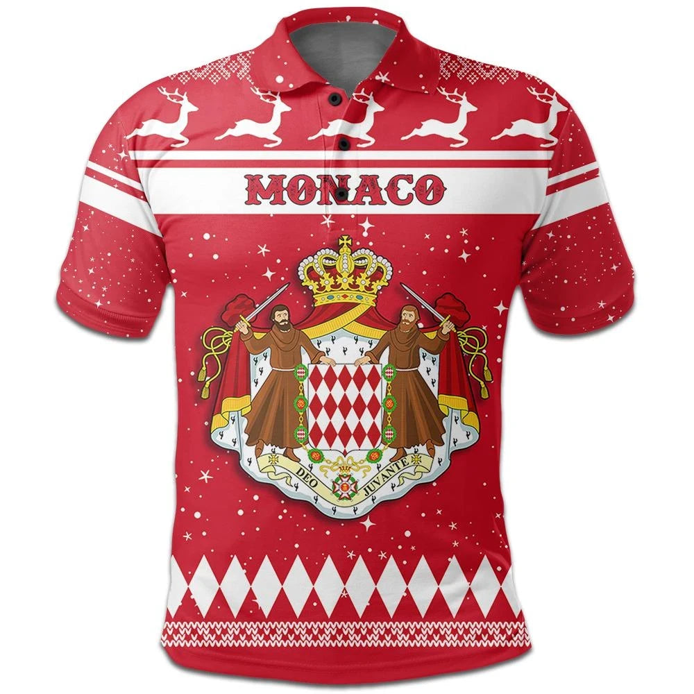 Christmas Monaco Polo Shirt Coat Of Arms RLT6 - Wonder Print Shop