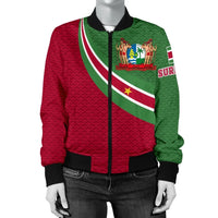 Suriname Women's Bomber Jacket Suriname Coat Of Arms and Flag Color RLT7 - Wonder Print Shop