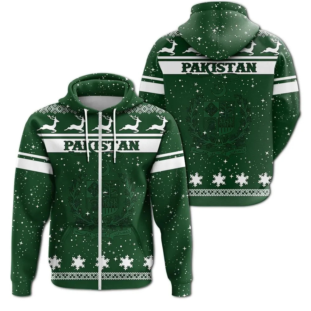 Christmas Pakistan Coat Of Arms Zip Hoodie RLT13 - Wonder Print Shop
