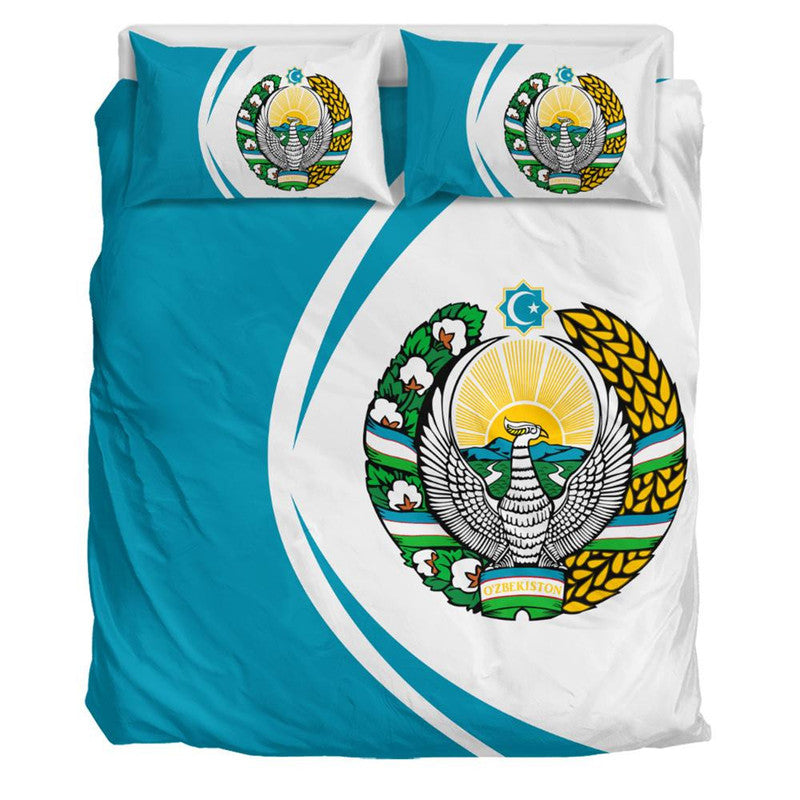 Uzbekistan Flag Coat Of Arms Bedding Set Circle RLT12 - Wonder Print Shop