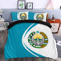 Uzbekistan Flag Coat Of Arms Bedding Set Circle RLT12 - Wonder Print Shop
