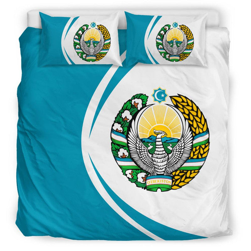 Uzbekistan Flag Coat Of Arms Bedding Set Circle RLT12 - Wonder Print Shop