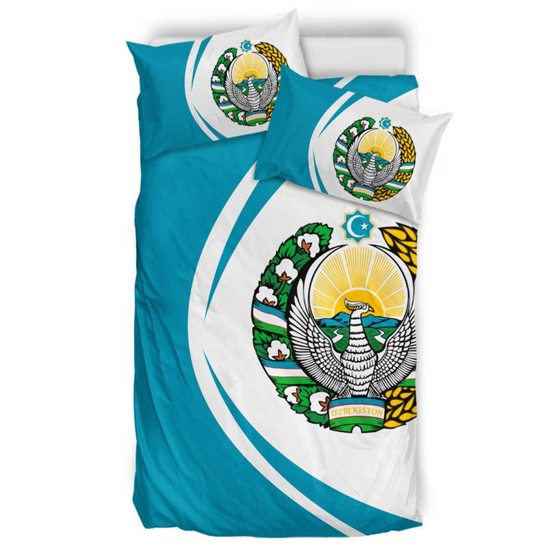 Uzbekistan Flag Coat Of Arms Bedding Set Circle RLT12 - Wonder Print Shop