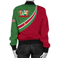 Suriname Women's Bomber Jacket Suriname Coat Of Arms and Flag Color RLT7 - Wonder Print Shop