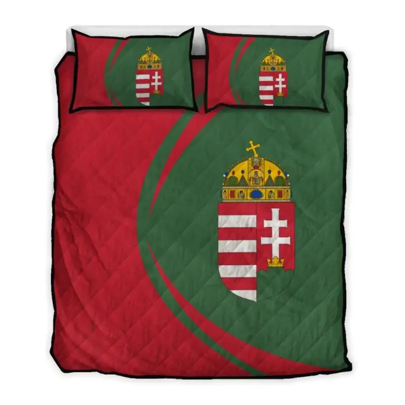 Hungary Flag Coat Of Arms Quilt Bed Set Circle RLT8 - Wonder Print Shop