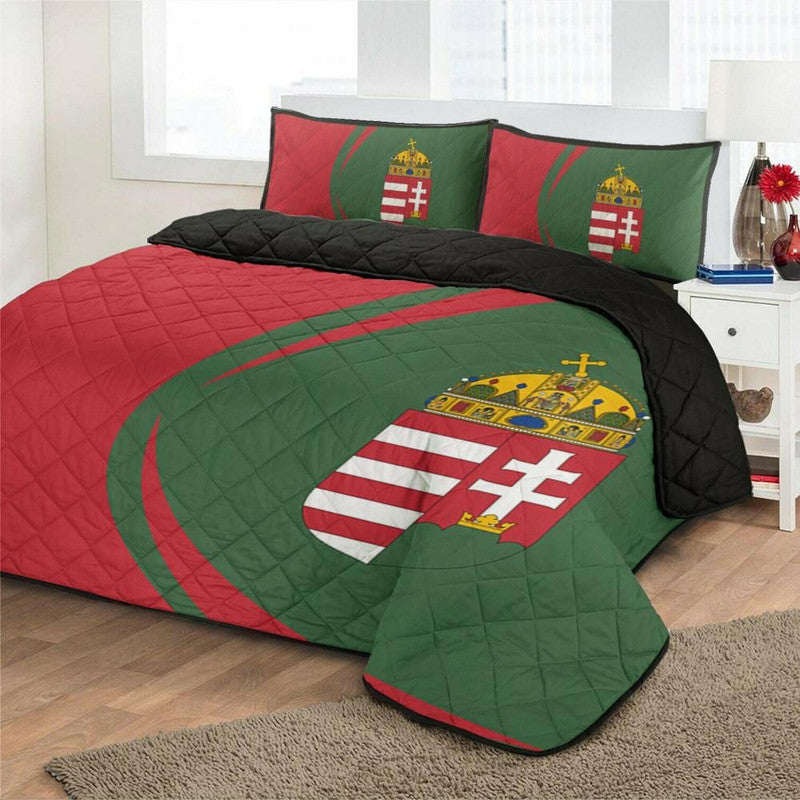 hungary-flag-coat-of-arms-quilt-bed-set-circle