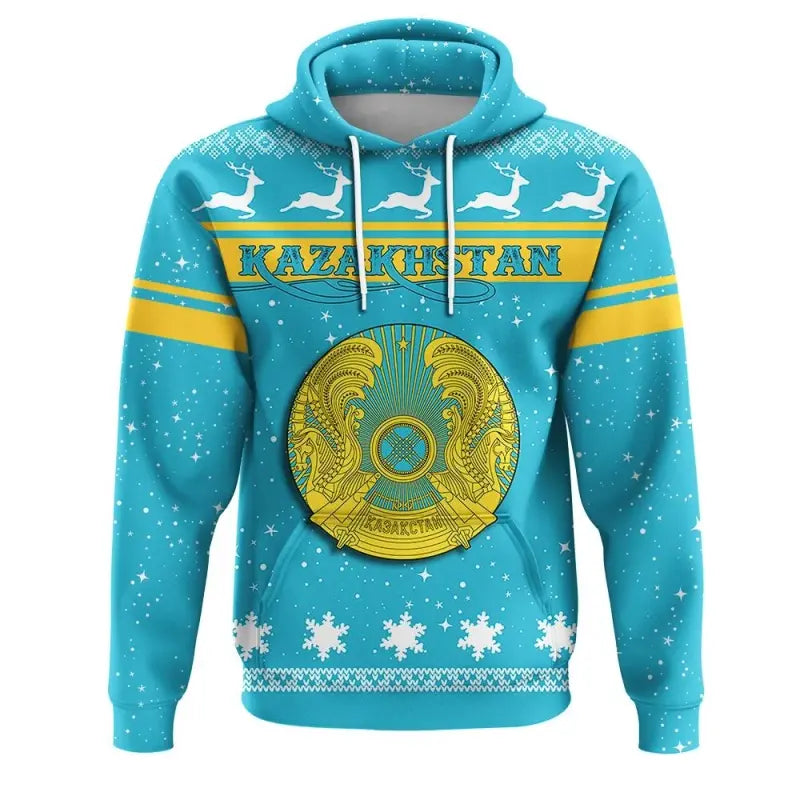 Christmas Kazakhstan Hoodie Coat Of Arms RLT8 - Wonder Print Shop