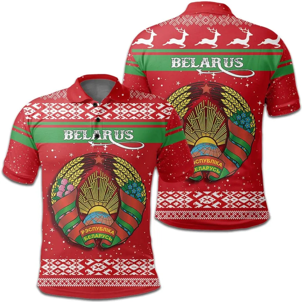 Christmas Belarus Polo Shirt Coat Of Arms RLT6 - Wonder Print Shop