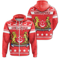 Christmas Singapore Coat Of Arms Zip Hoodie RLT13 - Wonder Print Shop