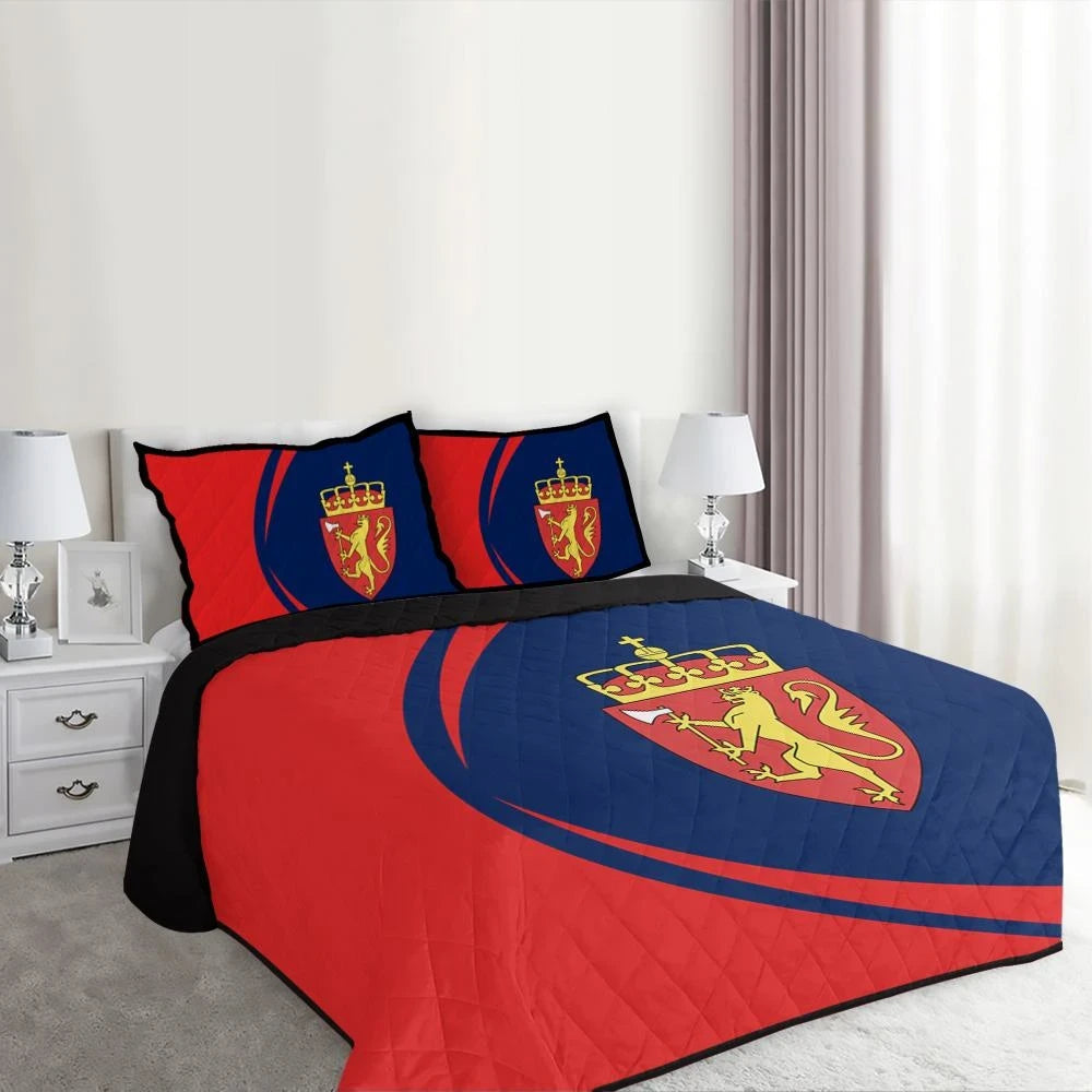 Norway Flag Coat Of Arms Quilt Bed Set Circle RLT7 - Wonder Print Shop