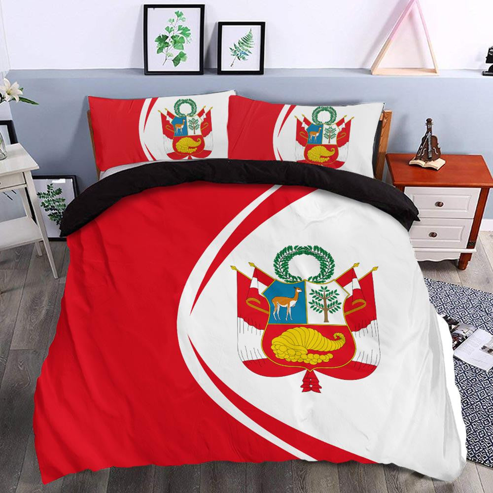 Peru Flag Coat Of Arms Bedding Set Circle RLT7 - Wonder Print Shop