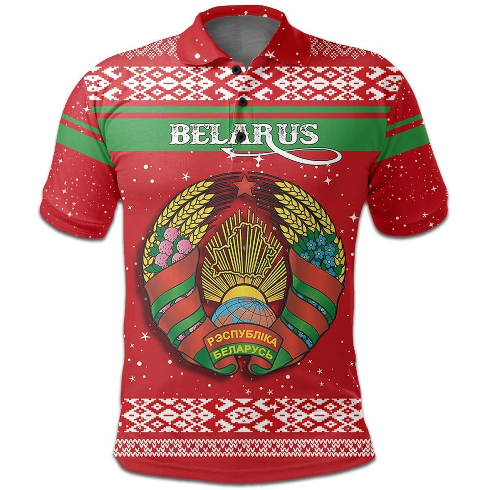 Christmas Belarus Polo Shirt Coat Of Arms RLT6 - Wonder Print Shop