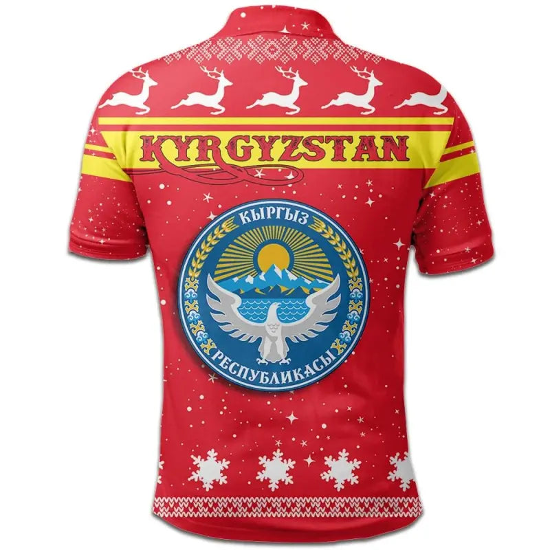 Christmas Kyrgyzstan Polo Shirt Coat Of Arms RLT8 - Wonder Print Shop