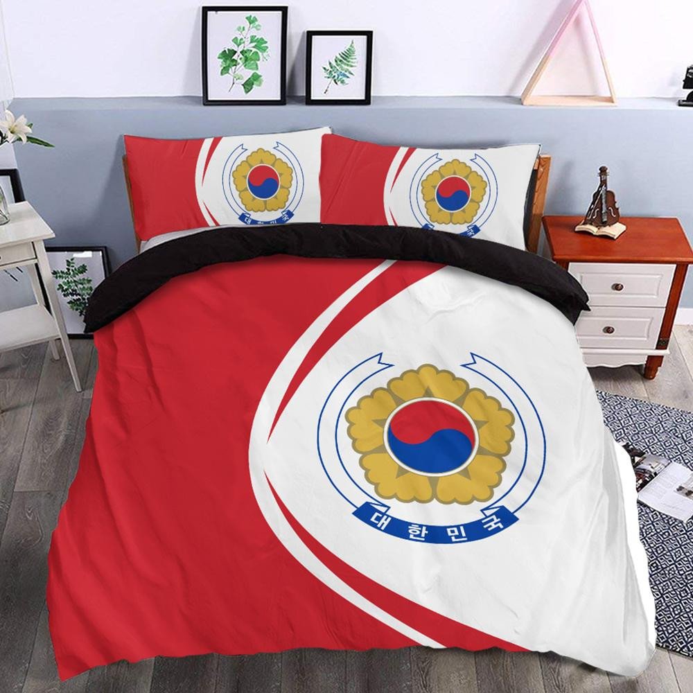 South Korea Flag Coat Of Arms Bedding Set Circle RLT8 - Wonder Print Shop