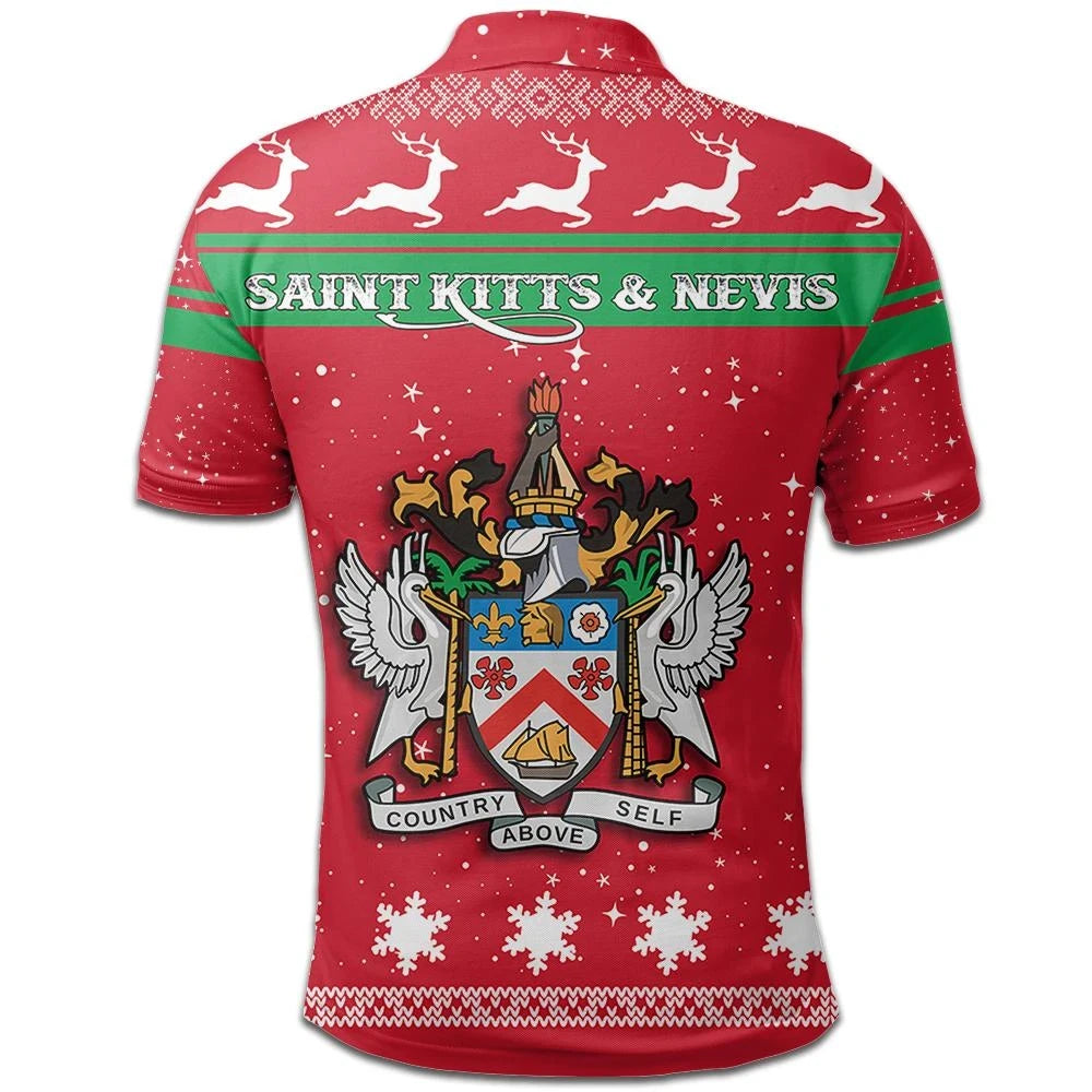 Christmas Saint Kitts And Nevis Polo Shirt Coat Of Arms RLT6 - Wonder Print Shop