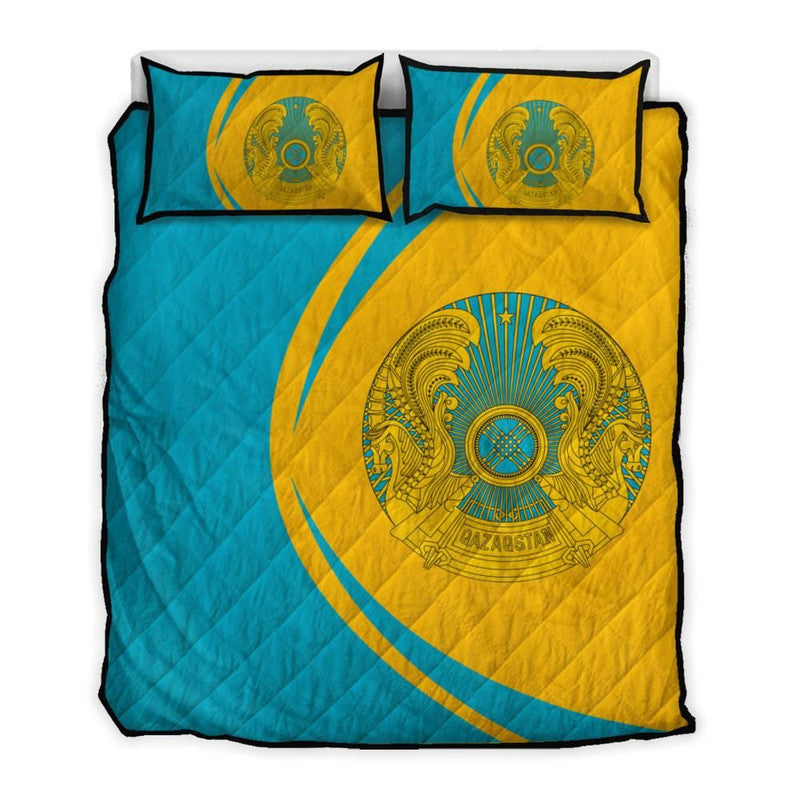 Kazakhstan Flag Coat Of Arms Quilt Bed Set Circle RLT8 - Wonder Print Shop