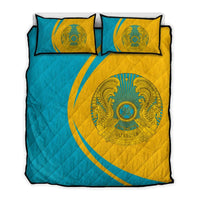 Kazakhstan Flag Coat Of Arms Quilt Bed Set Circle RLT8 - Wonder Print Shop