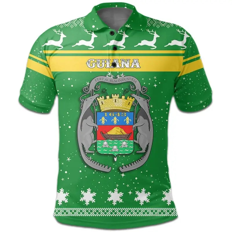Christmas Guiana Polo Shirt Coat Of Arms RLT8 - Wonder Print Shop