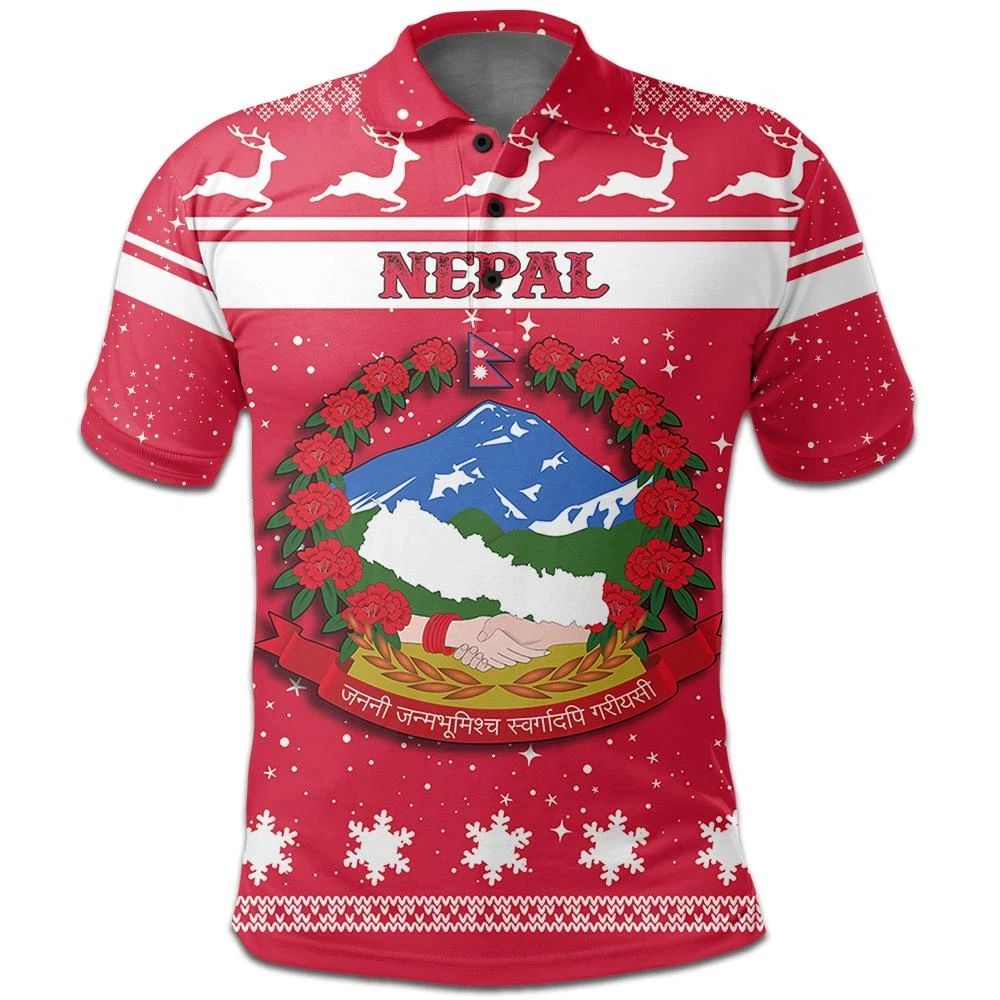 Christmas Nepal Polo Shirt Coat Of Arms RLT7 - Wonder Print Shop