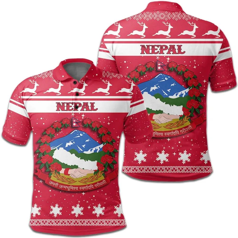 Christmas Nepal Polo Shirt Coat Of Arms RLT7 - Wonder Print Shop